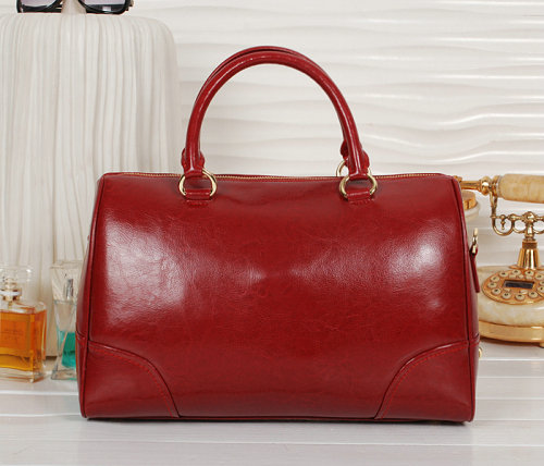 2014 Prada Shiny Leather Two Handle Bag BL0822 red